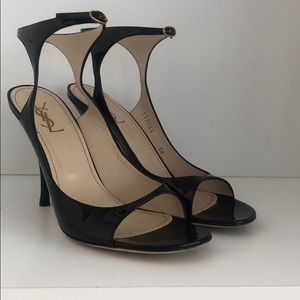 YSL ankle strap Patent Leather Sandals